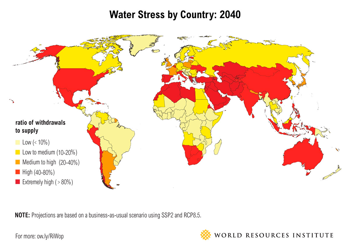 33 countries likely to face high water stress by 2040