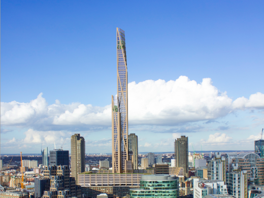 PLP has proposed the 80-story “Oakwood Tower” as London’s first plyscraper