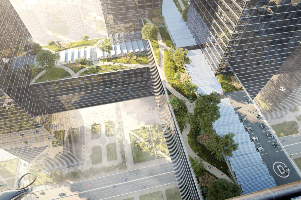 hanging city graphic