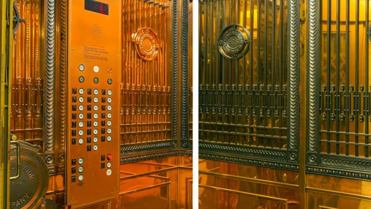 Smith Tower Elevator Cabin Before After